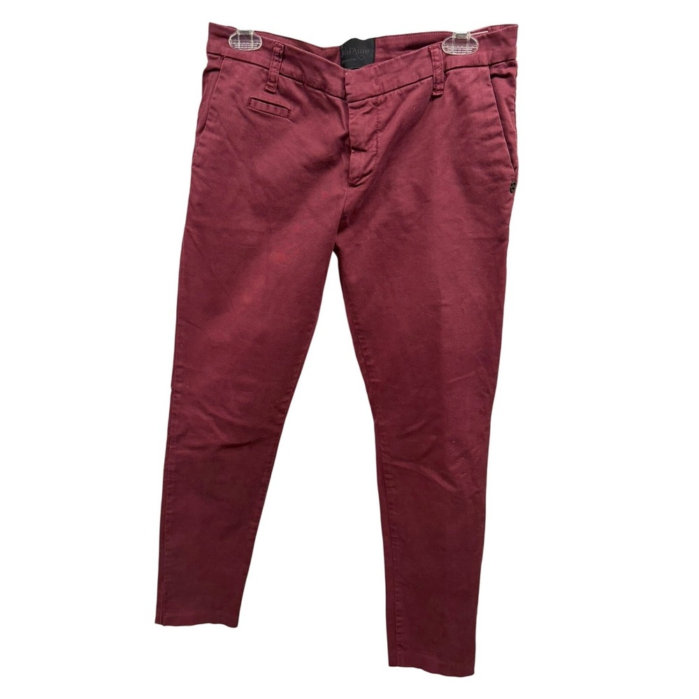 Ottod'Ame‎ Women's Burgundy Mid Rise Cotton Business Career Ankle Chinos Sz 30